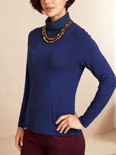 Load image into Gallery viewer, Ladies Laila Royal Blue Polo Neck Long Sleeve Plus Size Top
