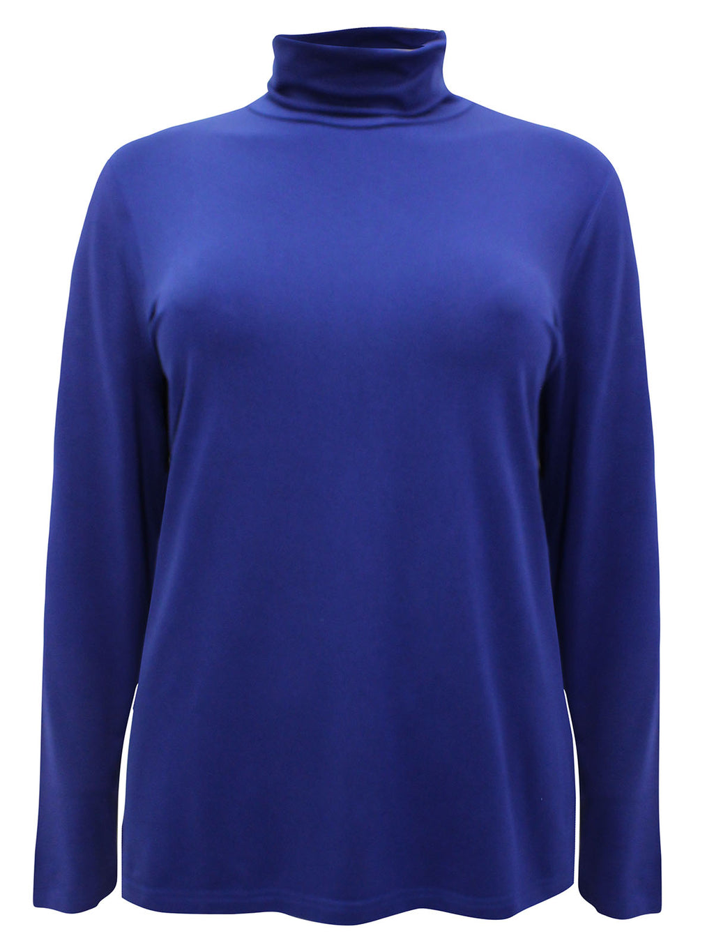 Ladies Laila Royal Blue Polo Neck Long Sleeve Plus Size Top
