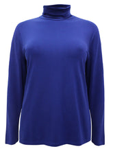 Load image into Gallery viewer, Ladies Laila Royal Blue Polo Neck Long Sleeve Plus Size Top
