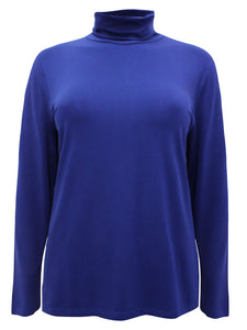 Ladies Laila Royal Blue Polo Neck Long Sleeve Plus Size Top