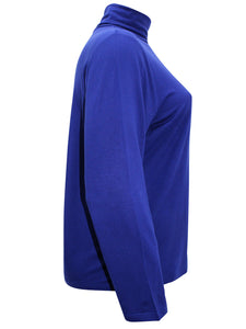 Ladies Laila Royal Blue Polo Neck Long Sleeve Plus Size Top