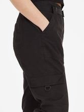Load image into Gallery viewer, Ladies Black Belted Cotton Cargo Pockets Straight Leg Trousers
