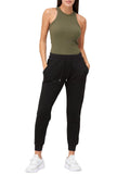 Ladies Black Cuffed Hem Joggers