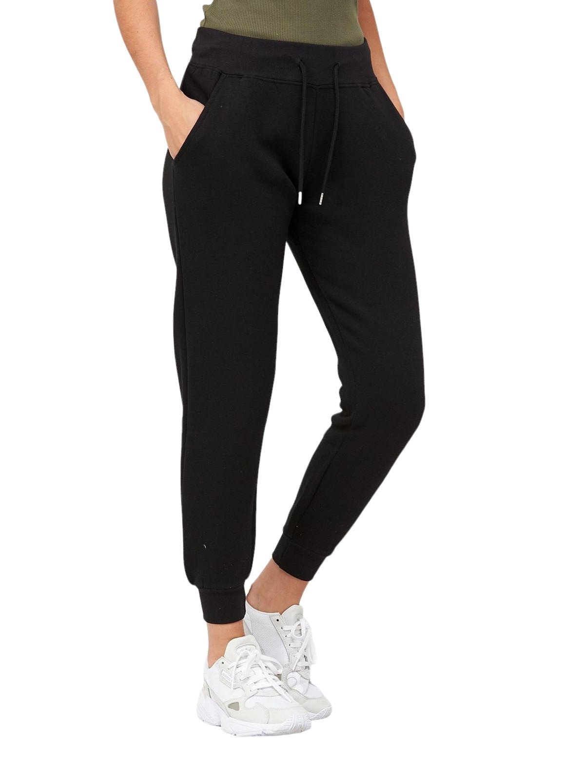 Ladies Black Cuffed Hem Joggers