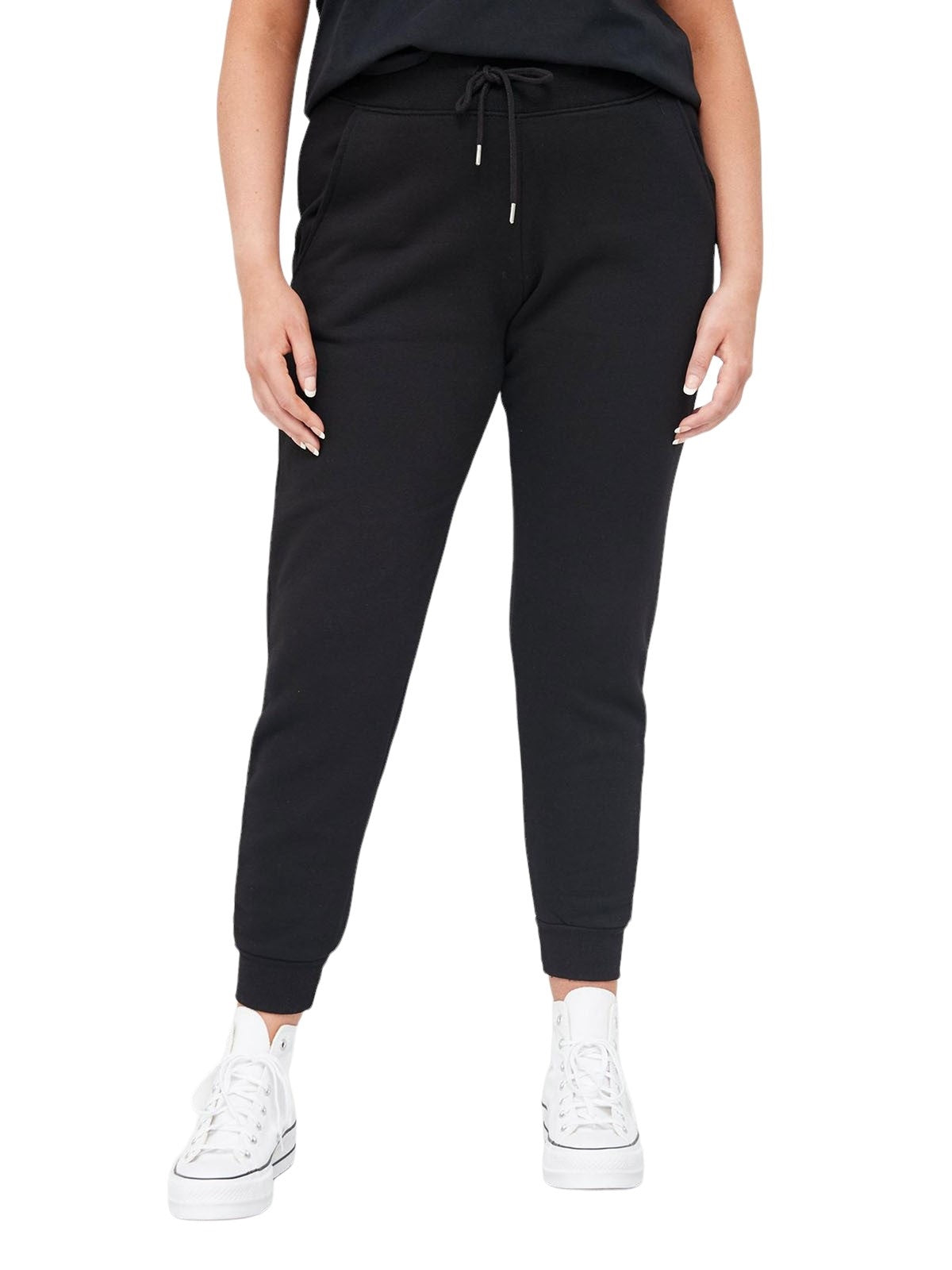 Ladies Black Cuffed Hem Joggers
