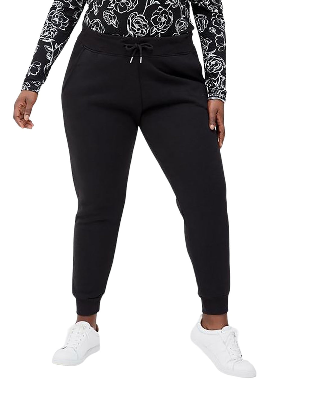 Ladies Black Cuffed Hem Joggers
