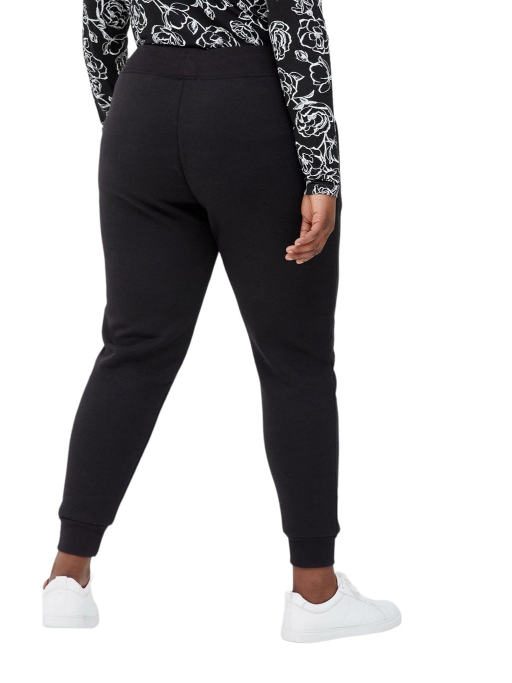 Ladies Black Cuffed Hem Joggers