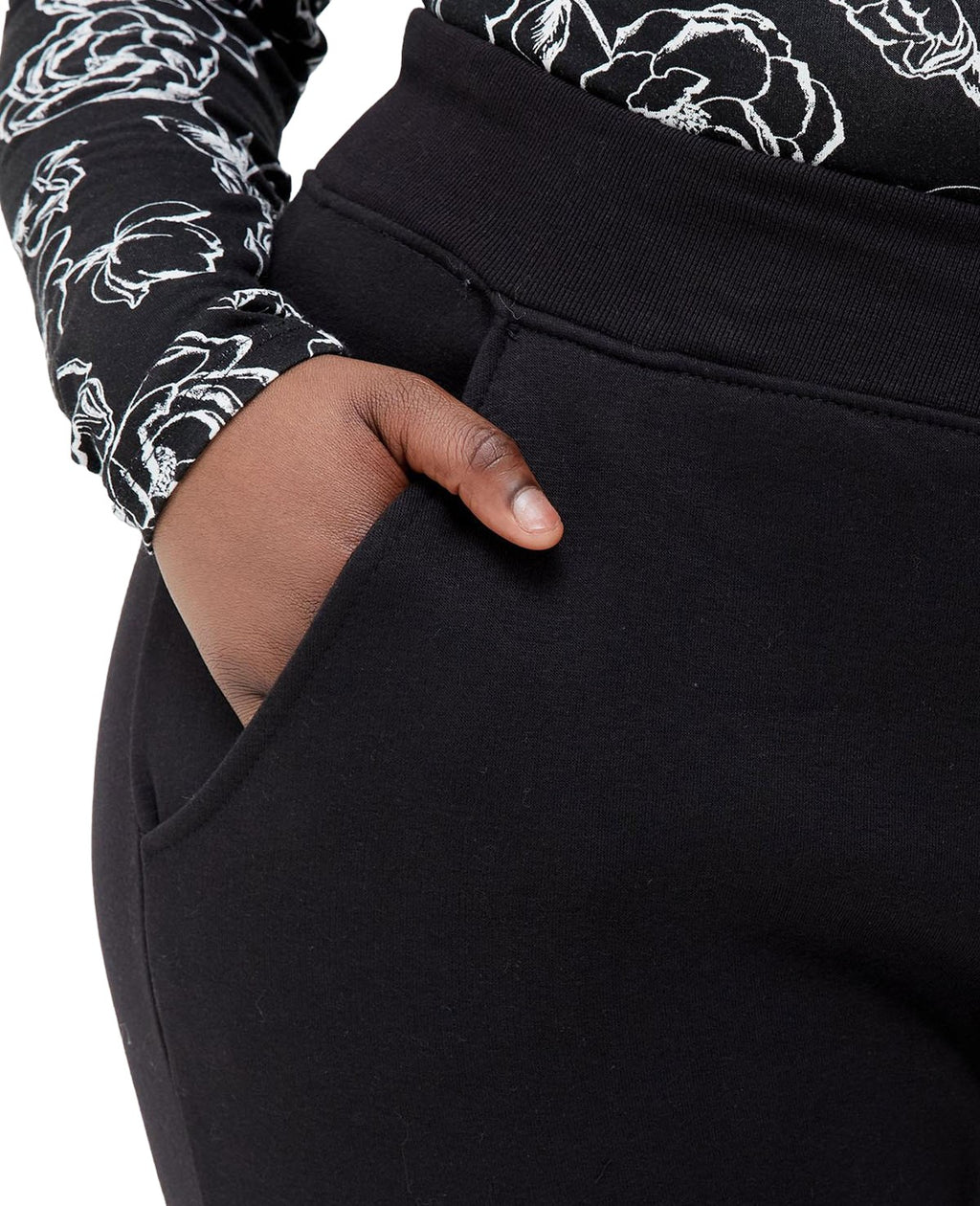 Ladies Black Cuffed Hem Joggers