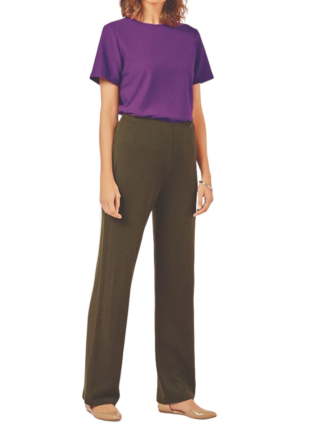 Ladies Lily Ella Olive Wool Blend Trousers