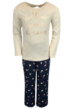 Load image into Gallery viewer, Girls Cream &amp; Navy Multi Follow your Dreams Pyjamas
