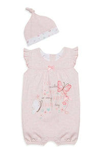 Baby Girls Pink and White 2 Piece Romper Suit