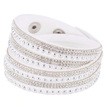 Load image into Gallery viewer, Unisex Paved Leather Rhinestone Bangle Wrap Adjustable Bracelets
