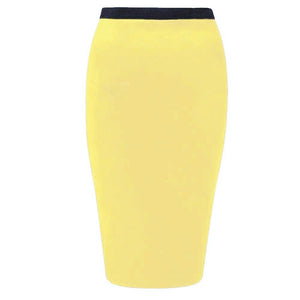 Ladies Plain Fitted Jersey High Waisted Bodycon Pencil Skirt