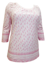 Load image into Gallery viewer, Pink Sheego Floral Lace Insert Cotton Plus Size Top
