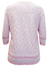 Load image into Gallery viewer, Pink Sheego Floral Lace Insert Cotton Plus Size Top
