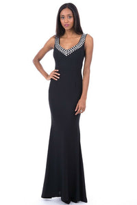 Elegant Black Evening Dress With Diamante