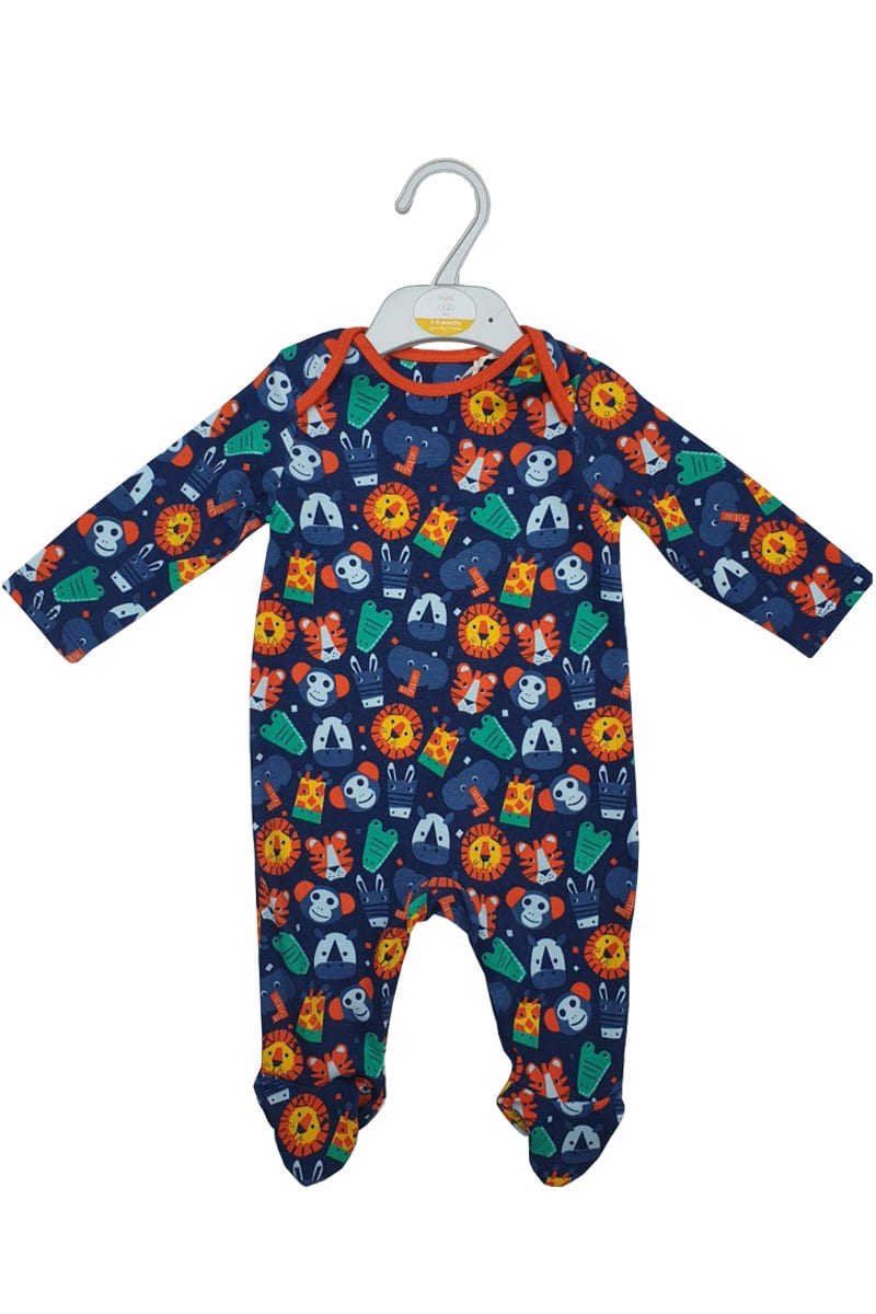 Baby Boys Mini Club Multi Animal Print Sleepsuit