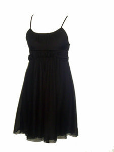 Black adjustable strap chiffon mini dress