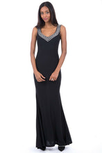 Load image into Gallery viewer, Elegant Black Evening Dress With Diamante
