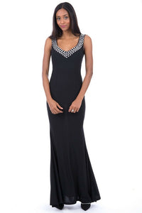 Elegant Black Evening Dress With Diamante