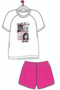 Girls Barbie "Love The Life U Live" Cotton Short Pyjamas