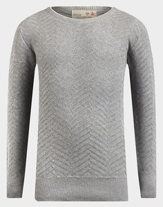 Boys Grey Chevron Cotton Crew Neck Jumper