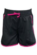 Girls Black Elasticated Wait Cerise Trim Shorts