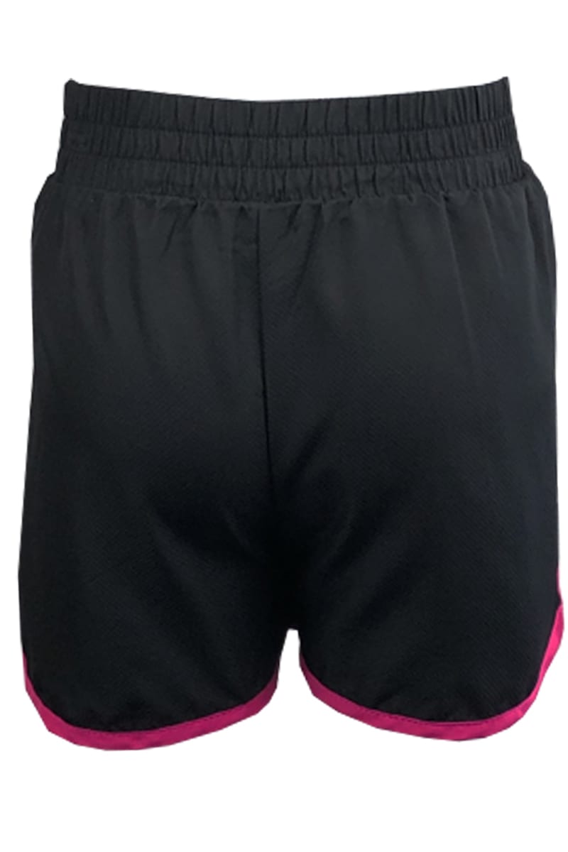 Girls Black Elasticated Wait Cerise Trim Shorts
