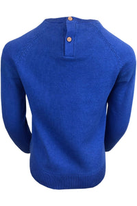Boys Blue Embosed Bear Cotton Knitted Long Sleeve Jumper