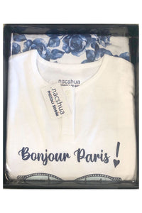 Girls White Pink Floral Paris Boutique Paris Print Boxed Pyjamas