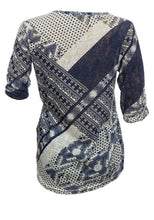 Load image into Gallery viewer, Quoz Blue Abstract Print Rushed Top
