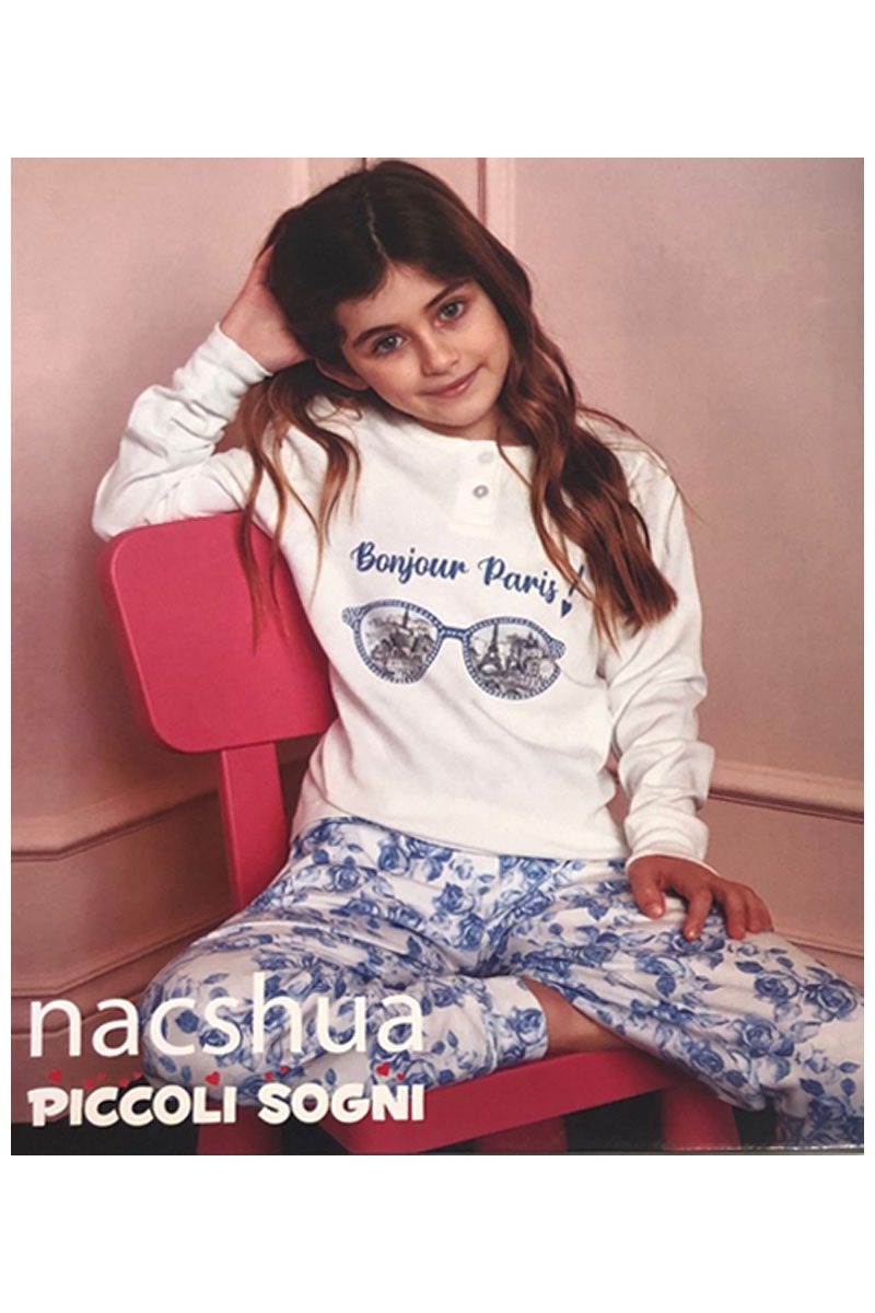 Girls White Pink Floral Paris Boutique Paris Print Boxed Pyjamas