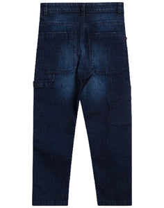Boys Dark Denim Blue Adjustable Waist Classic Fit Jeans