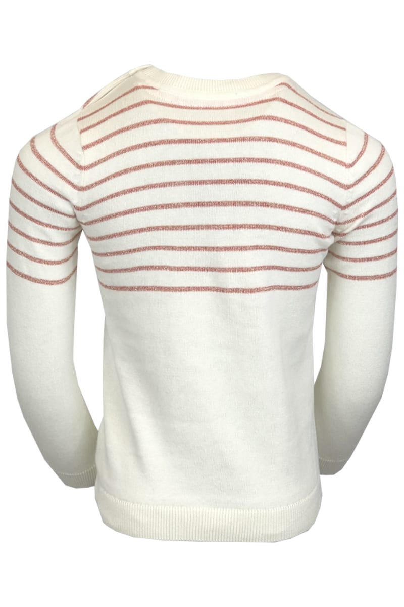 Cream & Red Stripe Bunny Cotton Knitted Long Sleeve Jumper