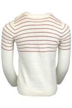 Load image into Gallery viewer, Cream &amp; Red Stripe Bunny Cotton Knitted Long Sleeve Jumper
