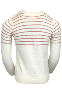 Cream & Red Stripe Bunny Cotton Knitted Long Sleeve Jumper