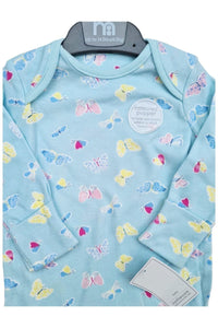 Unisex Baby Boys Girls Mothercare Sleepsuit Blue Butterfly Print Babygrow Romper