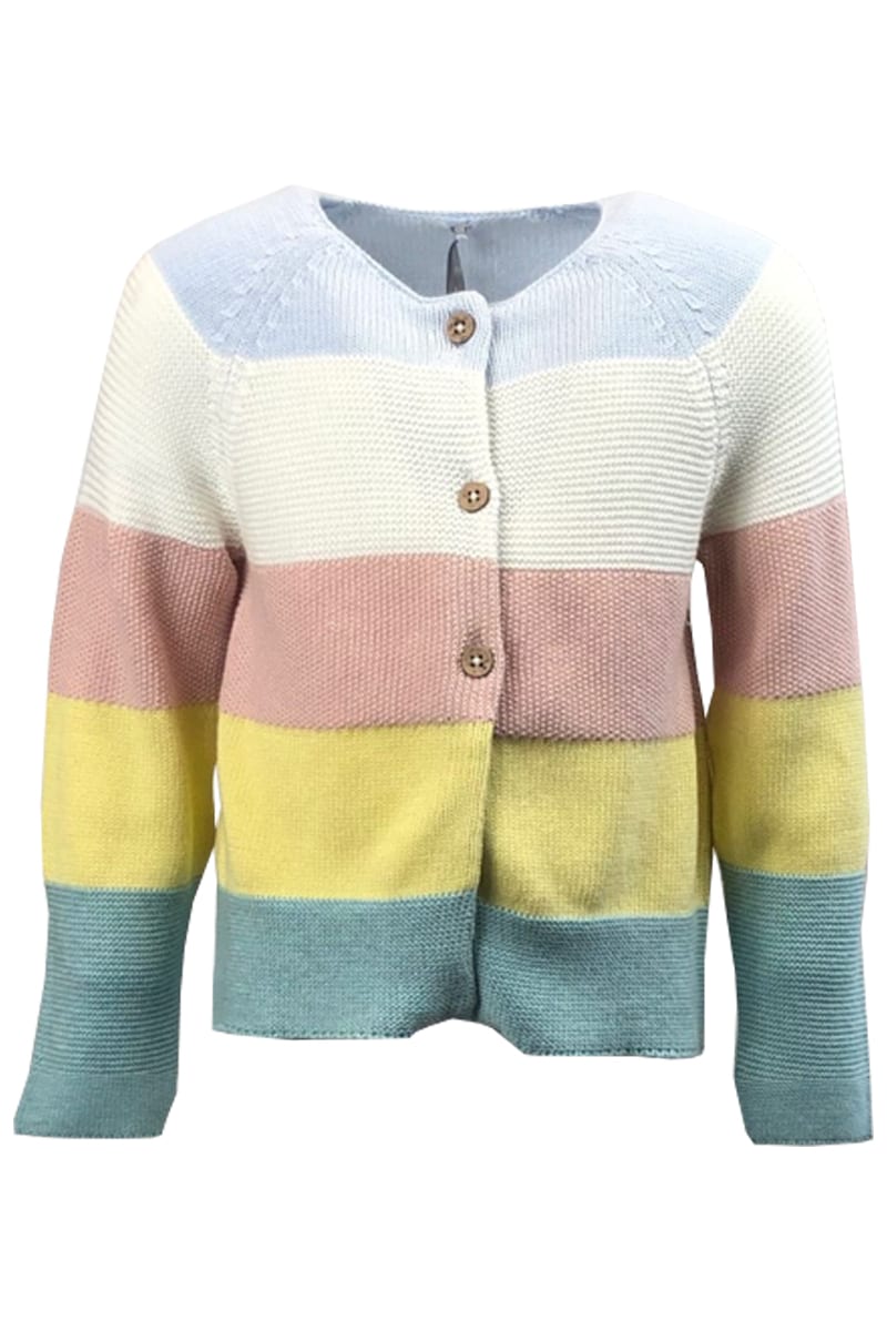 Baby Girls Toddler Stripe Pastel Rainbow Button Dow Cardigan