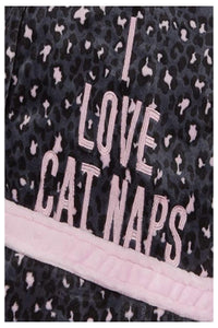 Girls Super Soft ‘I Love Cat Naps’ Hooded Dressing Gowns