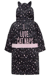 Girls Super Soft ‘I Love Cat Naps’ Hooded Dressing Gowns