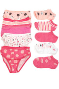 Girls Novelty 5 Pack Cotton Briefs & 5 Pack Matching Ankle Socks Underwear Sets