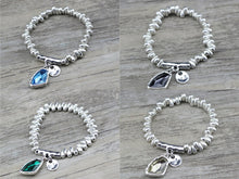 Load image into Gallery viewer, Silver Pebbles Expandable Crystal Charm Bracelets
