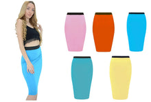 Load image into Gallery viewer, Ladies Plain Fitted Jersey High Waisted Bodycon Pencil Skirt

