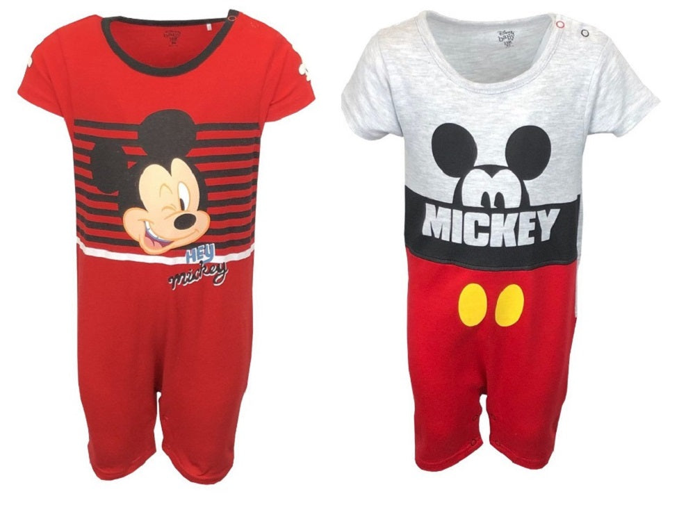 Babies Toddlers Red Striped Mickey Mouse Rompers