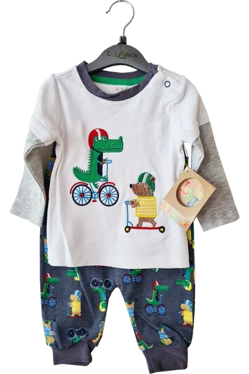 Baby Boys Lily & Jack White Multi 2 Pack Babygrow