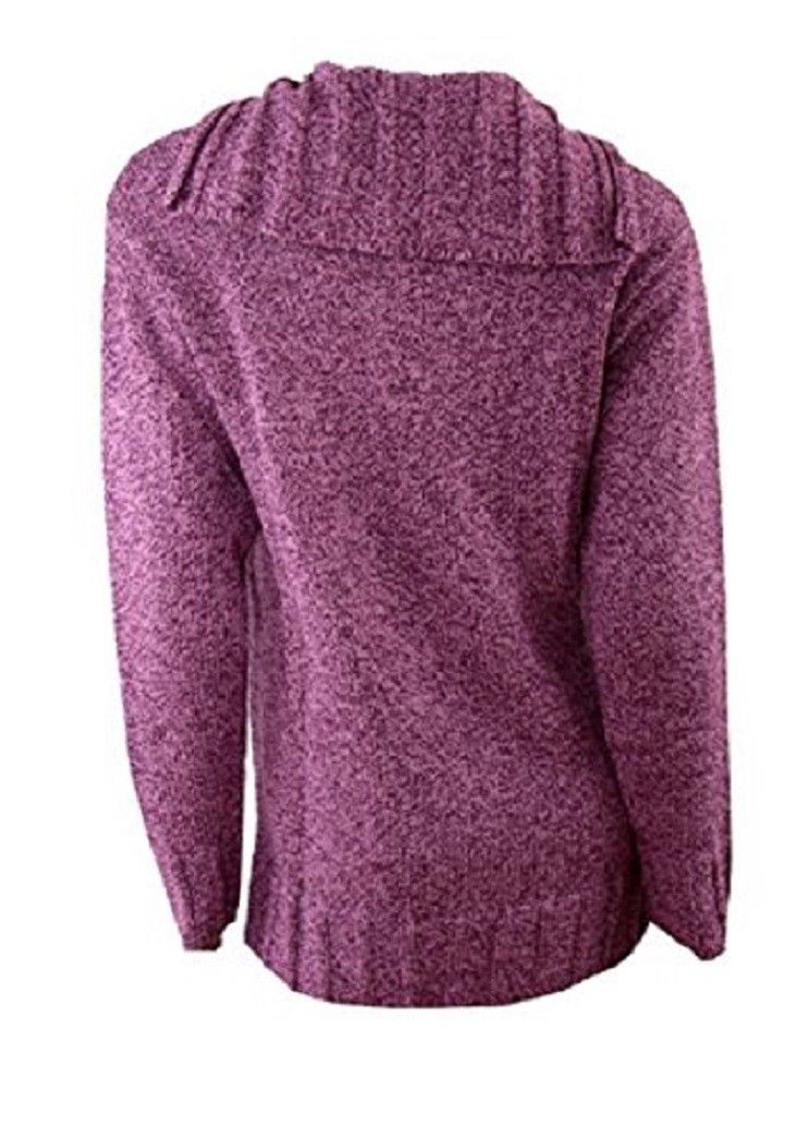 Purple Real Comfort Large Collar Tie Neck Jumper
