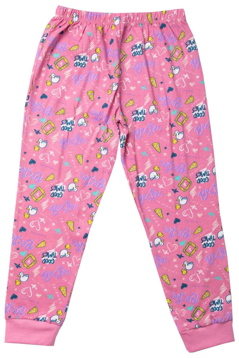 Girls Pink Multi Friends Living My Best Life Cotton Nightwear