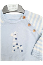 Load image into Gallery viewer, Baby Boys Blue &amp; White Giraffe Print Jumper
