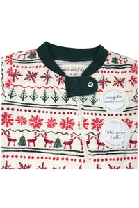 Baby Unisex Multi Fairisle Cotton Christmas Sleepsuits