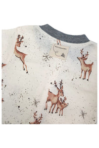 Baby Unisex Grey Reindeer Cotton Christmas Sleepsuits